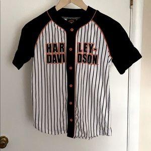 Harley Davidson button up baseball shirt